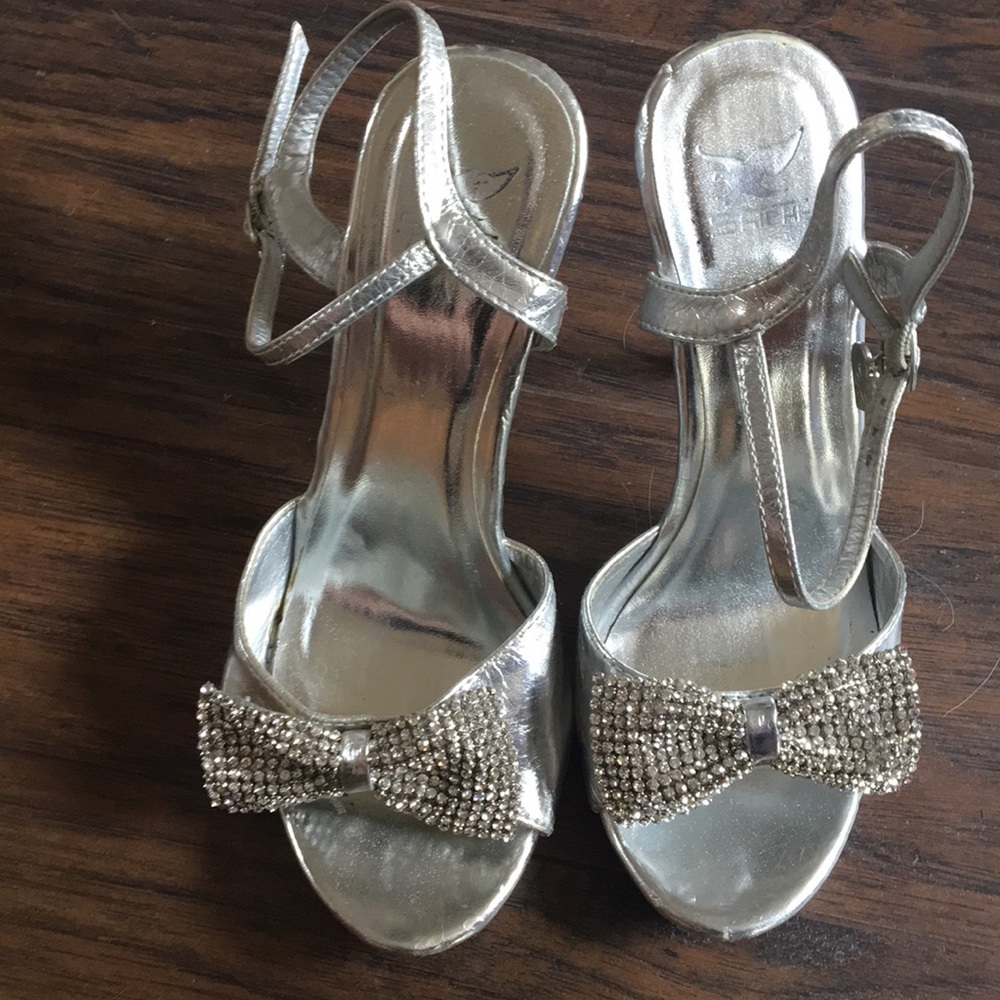 Sparkly bow tie heels